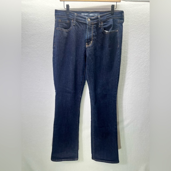 Old Navy Curvy Bootcut Mid Rise Jeans Womens 10 Darkwash Stretch Denim 2039 - Picture 1 of 9